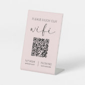 Rosa QR Code Weiß Bitte genießen Sie unsere Wifi Sockelschild (Vorderseite)