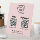 Rosa QR-Code | Zelle PayPal Scan-to-Pay-Logo Sockelschild (In Situ)
