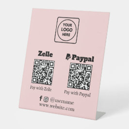 Rosa QR-Code | Zelle PayPal Scan-to-Pay-Logo Sockelschild