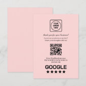 Rosa QR | Google-Bewertungslink Begleitkarte (Vorne/Hinten)