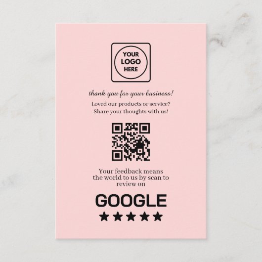 Rosa QR | Google-Bewertungslink Begleitkarte (Vorderseite)