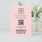 Rosa QR | Google-Bewertungslink Begleitkarte (Stehend Vorderseite)