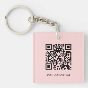 Rosa QR Minimalistisches benutzerdefiniertes Tex Schlüsselanhänger