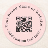 Rosa QR | Moderne feminine elegante Abtastung  Runder Pappuntersetzer (Vorderseite)