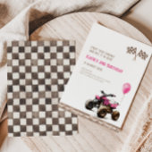 Rosa Quad Bike 2. Geburtstagsfeier Einladung
