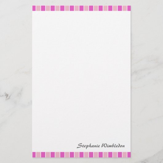 Rosa Quadrate Briefpapier (Vorderseite)