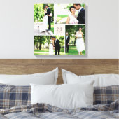 Rosa quadratische Gittermonogramm Hochzeit 4 FotoC Leinwanddruck (Insitu (Schlafzimmer))