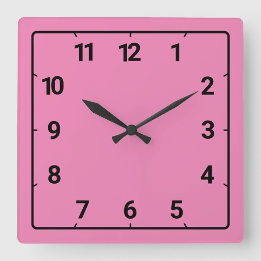 rosa quadratische wanduhr (Vorderseite)