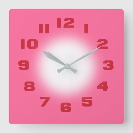 rosa quadratische wanduhr (Vorderseite)