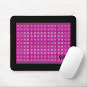 Rosa Quadratmuster mit Initialen Mousepad (Mit Mouse)