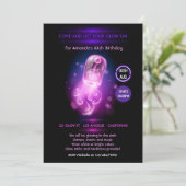 Rosa Qualle Glühen im dunklen Neon-Party Einladung (Stehend Vorderseite)