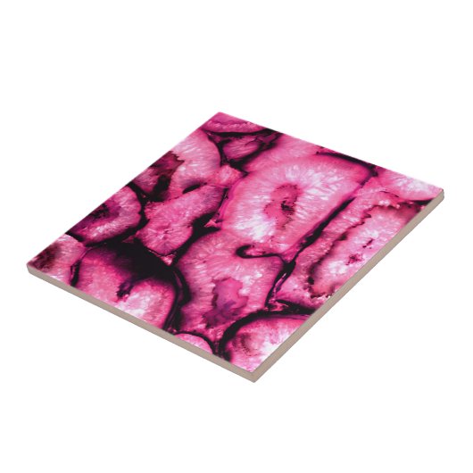 Rosa Quartz Agate Geodes abstraktes Muster Fliese (Seite)