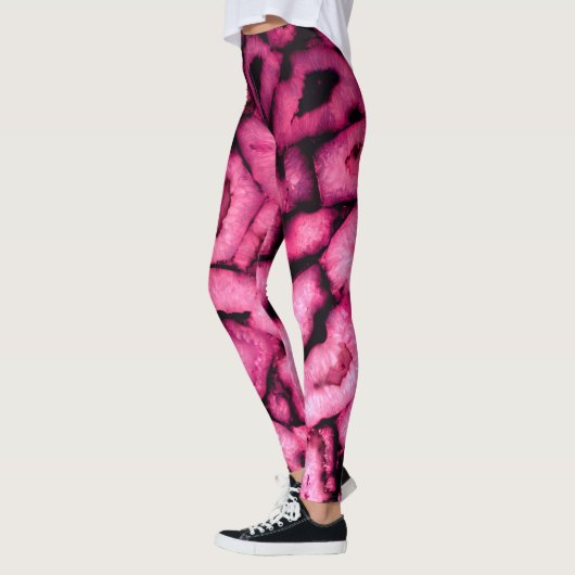 Rosa Quartz Agate Geodes abstraktes Muster Leggings (Links)