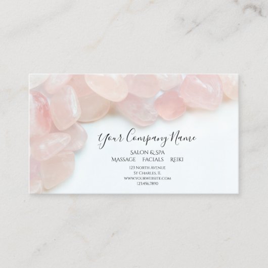 Rosa Quarz Stones Salon Wellness-Center Visitenkarte (Vorderseite)