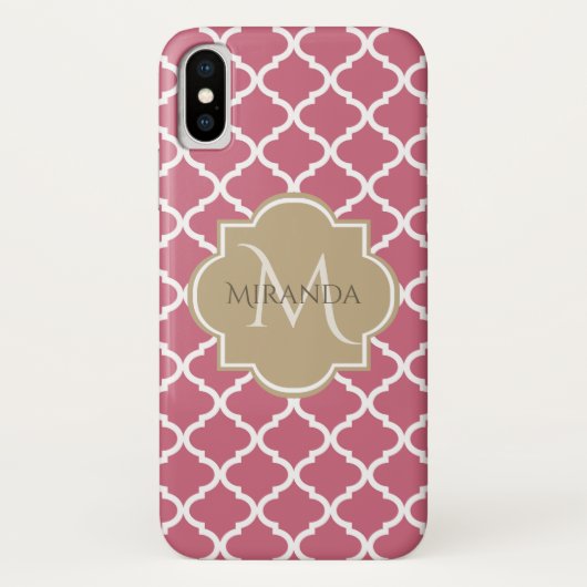 Rosa Quatrefolie mit Girl-Monogramm und Name Case-Mate iPhone Hülle (Rückseite)