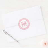 Rosa Quatrefolie Monogramm Runder Aufkleber (Umschlag)
