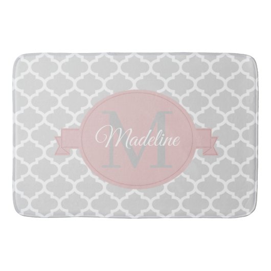 Rosa Quatrefolie Personalisiert Bath Mat Badematte (Vorderseite)