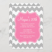 Rosa Quatrefolie Zickzack Geburtstagseinladung Einladung (Vorne/Hinten)