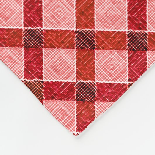 Rosa Quertartan kariert mit leichtem, rauem Relief Fleecedecke (Ecke)