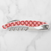 Rosa Quertartan kariert mit leichtem, rauem Relief Kellnermesser (Rückseite)