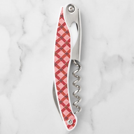 Rosa Quertartan kariert mit leichtem, rauem Relief Kellnermesser (Rückseite)