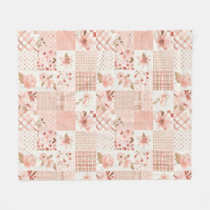 Rosa Quilt-Patchwork-Gingham-Cottagecore-Blumenmus Fleecedecke