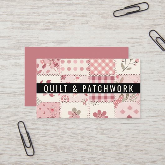Rosa Quilt-Patchwork-Handmade Kleidung  Visitenkarte (Vorderseite/Rückseite Beispiel)