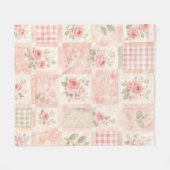 Rosa Quilt-Patchwork-Pastell-Blumen-Vintage Fleecedecke (Vorderseite (Horizontal))