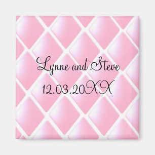 Rosa quiltierter Diamant Save-the-Date Magnet