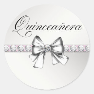 Rosa Quinceanera-Aufkleber Runder Aufkleber