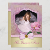 Rosa Quinceanera Einladung (Vorne/Hinten)