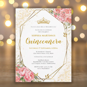 Rosa Quinceanera-Einladungskarte Postkarte