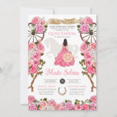 Rosa Quinceanera Elegante Rose Charro Geburtstag Einladung (Vorderseite)