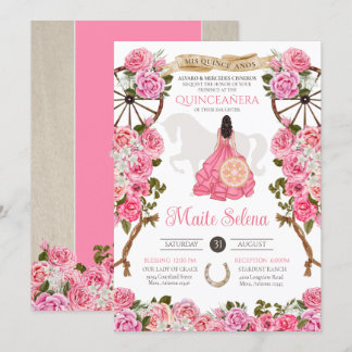 Rosa Quinceanera Elegante Rose Charro Geburtstag Einladung