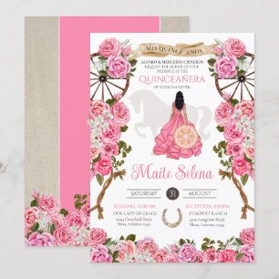 Rosa Quinceanera Elegante Rose Western Charra Einladung