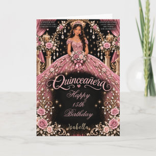 Rosa Quinceañera-Feier Karte