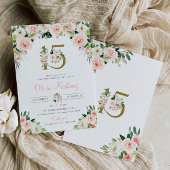 Rosa Quinceañera Geburtstag Einladung Blush Bloral