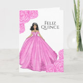 Rosa Quinceanera Geburtstagskarte Karte (Vorderseite)