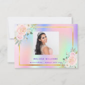 Rosa Quinceanera lila Foto Regenbogenblüte Dankeskarte (Rückseite)