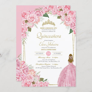 Rosa Quinceanera Rose Blumenstrauß Rosa Elegantes  Einladung