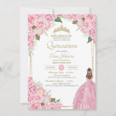 Rosa Quinceanera Rose Blumenstrauß Rosa Elegantes  Einladung (Vorderseite)