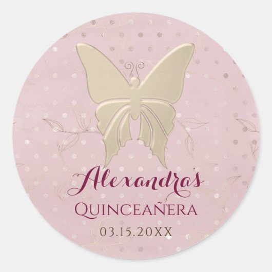 Rosa Quinceanera Runder Aufkleber (Vorderseite)
