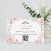 Rosa Quinceañera Silber-Schmetterling  RSVP Karte (Stehend Vorderseite)