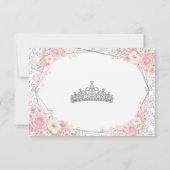 Rosa Quinceañera Silber-Schmetterling  RSVP Karte (Rückseite)