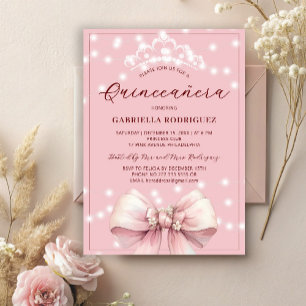 Rosa Quinceanera-Tiara elegant 15. Geburtstag Einladung