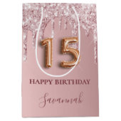 Rosa Quinceanera-Tropfen Mittlere Geschenktüte (Vorderseite)