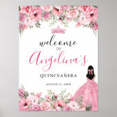 Rosa Quinceanera Willkommensschild Poster (Vorne)