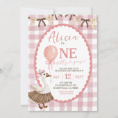 Rosa Quirky Hand gezogen eine Alberne Gans Einladung (Vorderseite)