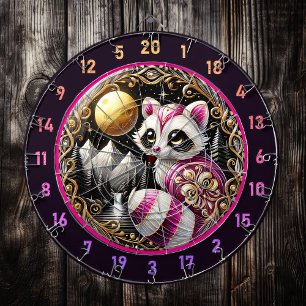 Rosa Raccoon leuchtet unter dem Goldenen Mond Dartscheibe