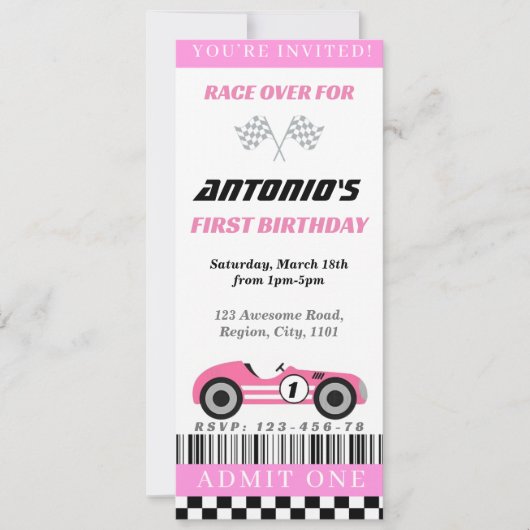 Rosa Race Einladung (Vorderseite)